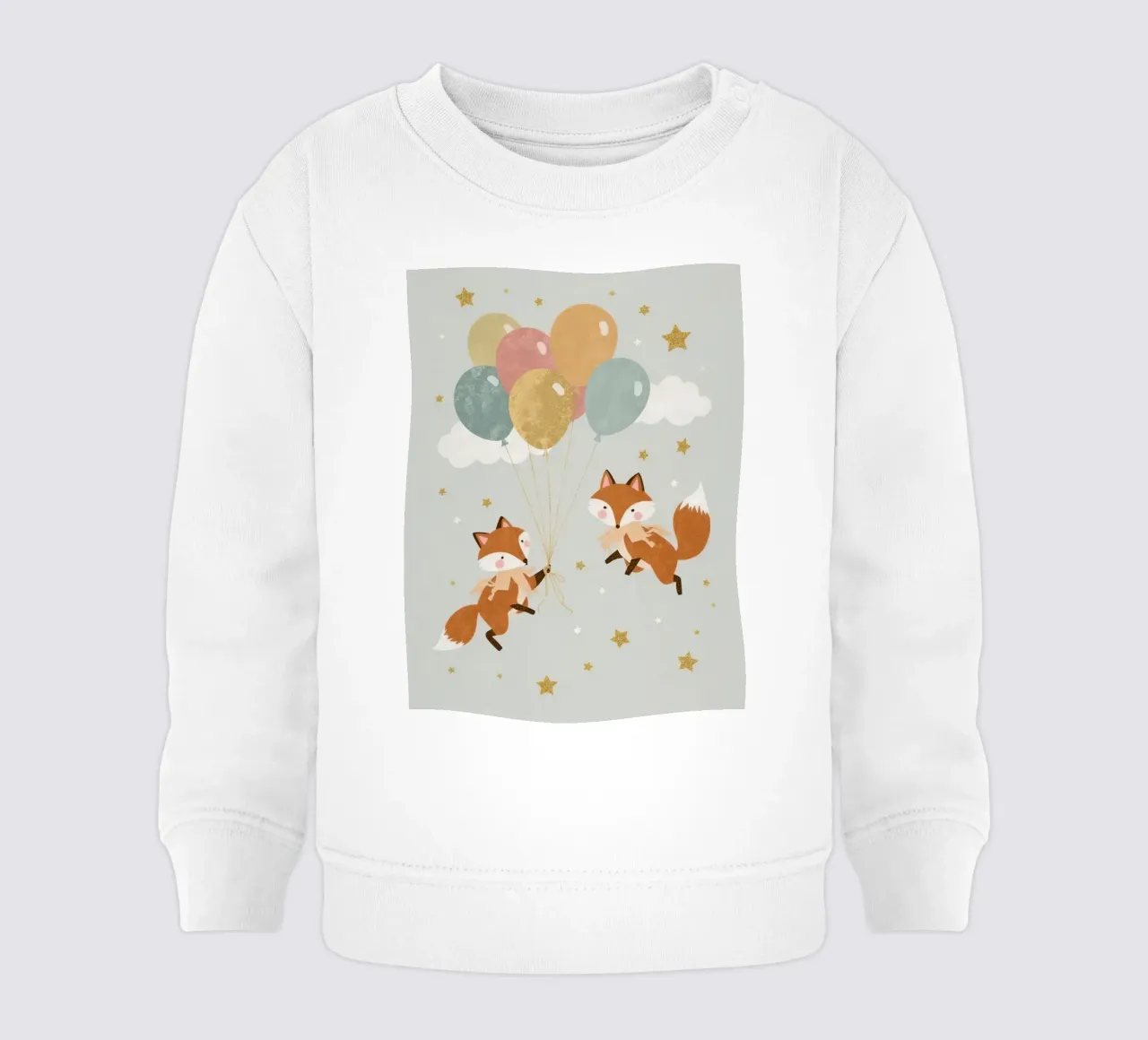 Due simpatiche volpi che giocano con i palloncini nel cielo felpa neonato da DesignDoodle