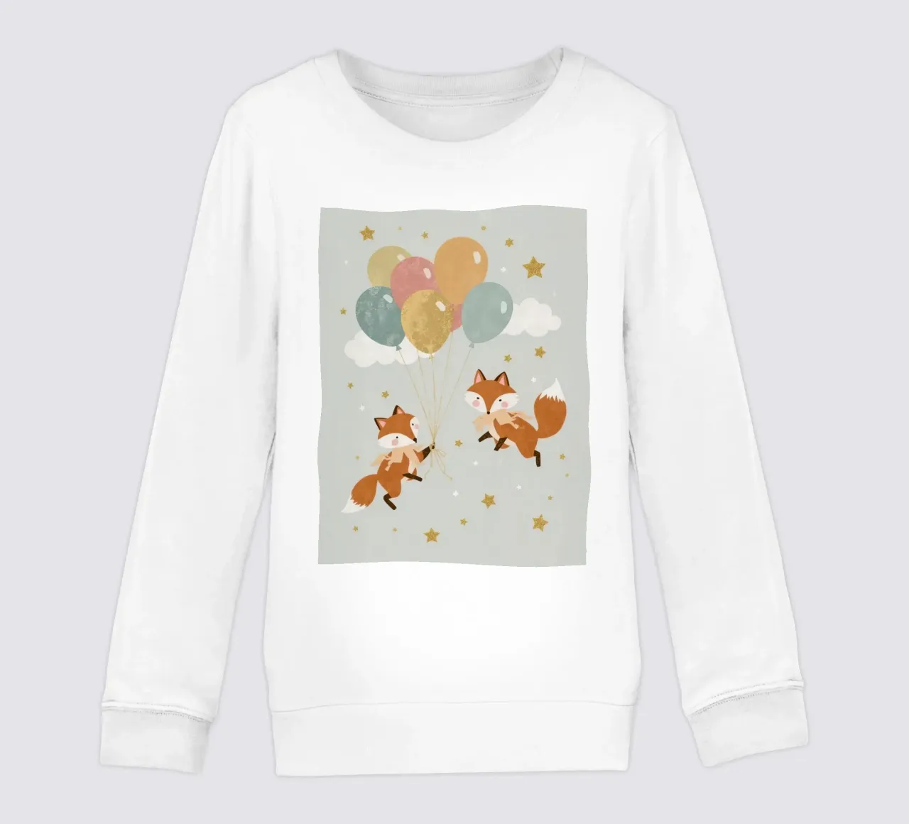 Dos lindos zorros jugando con globos en el cielo sudadera para niño de DesignDoodle