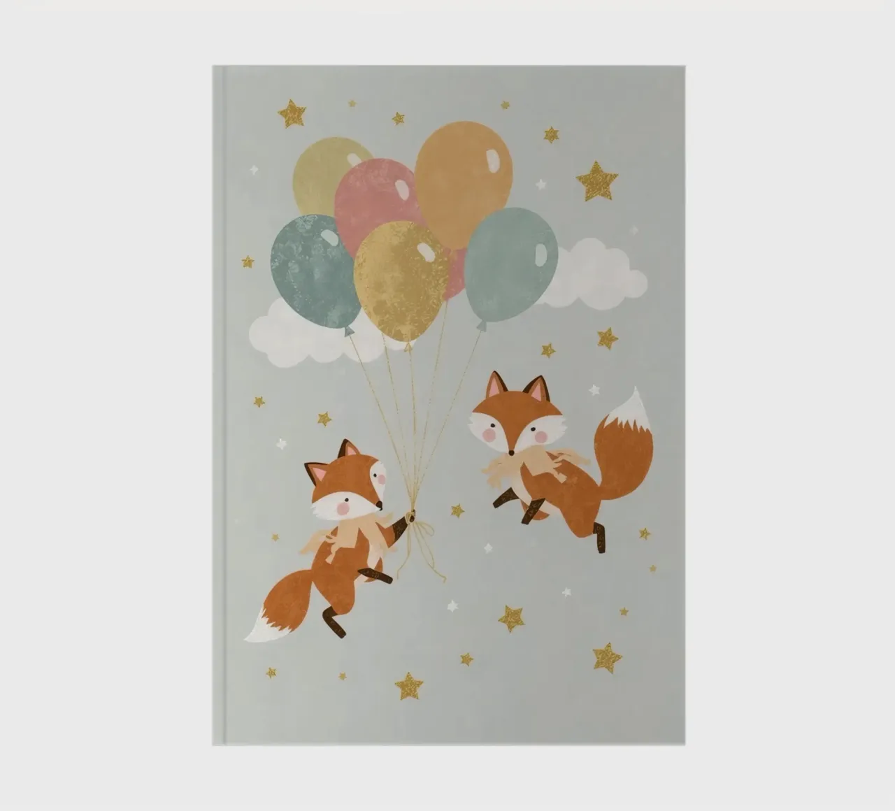Cute Two Foxes Playing with Balloons in the skies notebook by DesignDoodle