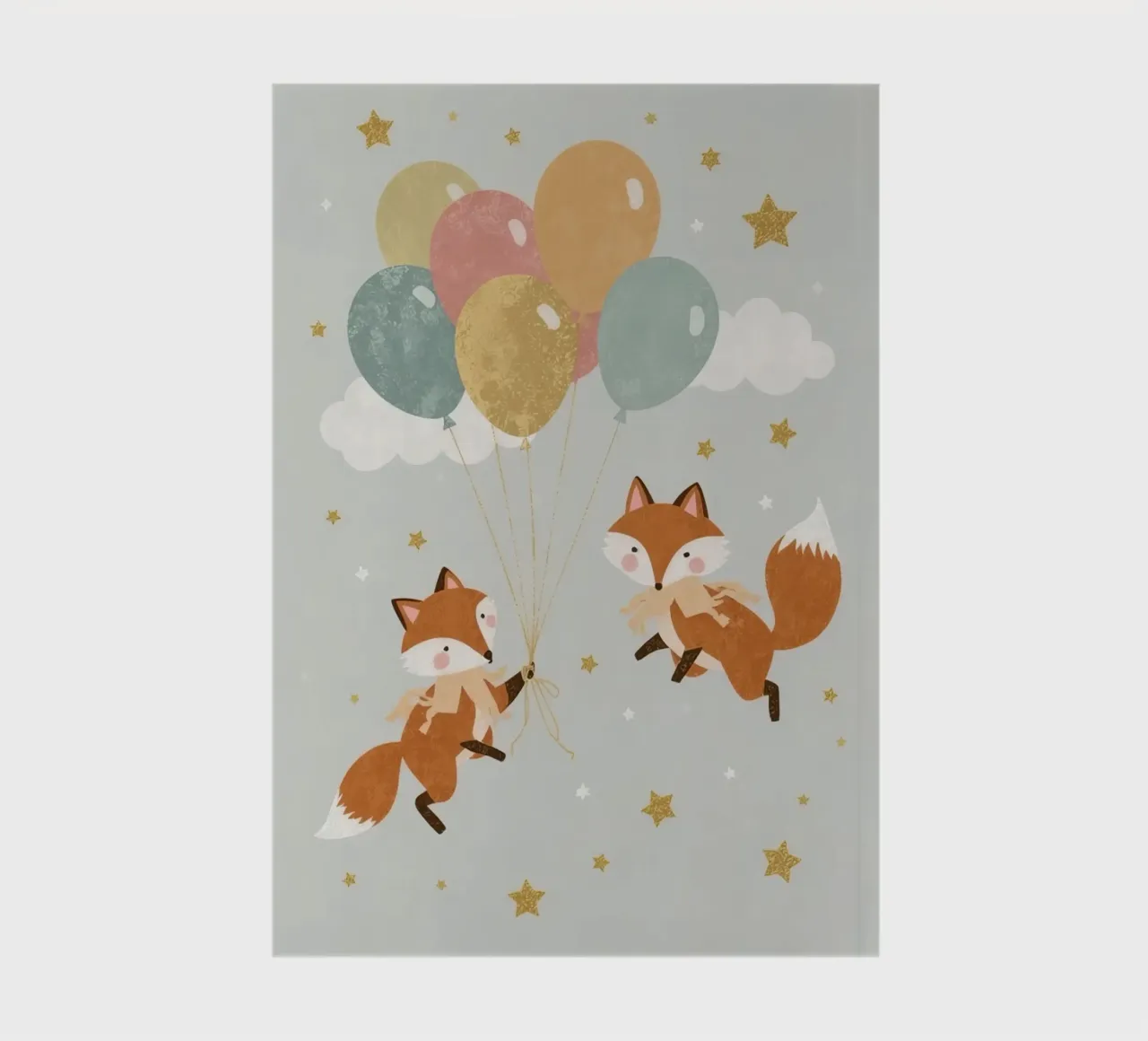 Cute Two Foxes Playing with Balloons in the skies notebook by DesignDoodle