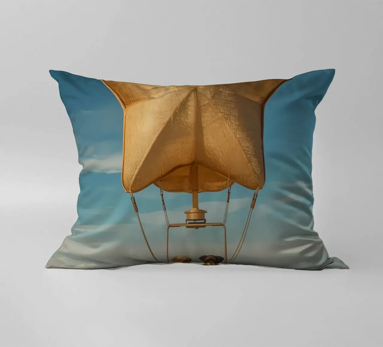Due cuccioli in un cesto di palloncini a forma di stella cuscino da DesignDoodle