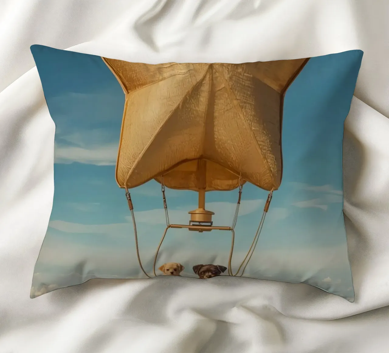 Due cuccioli in un cesto di palloncini a forma di stella cuscino da DesignDoodle