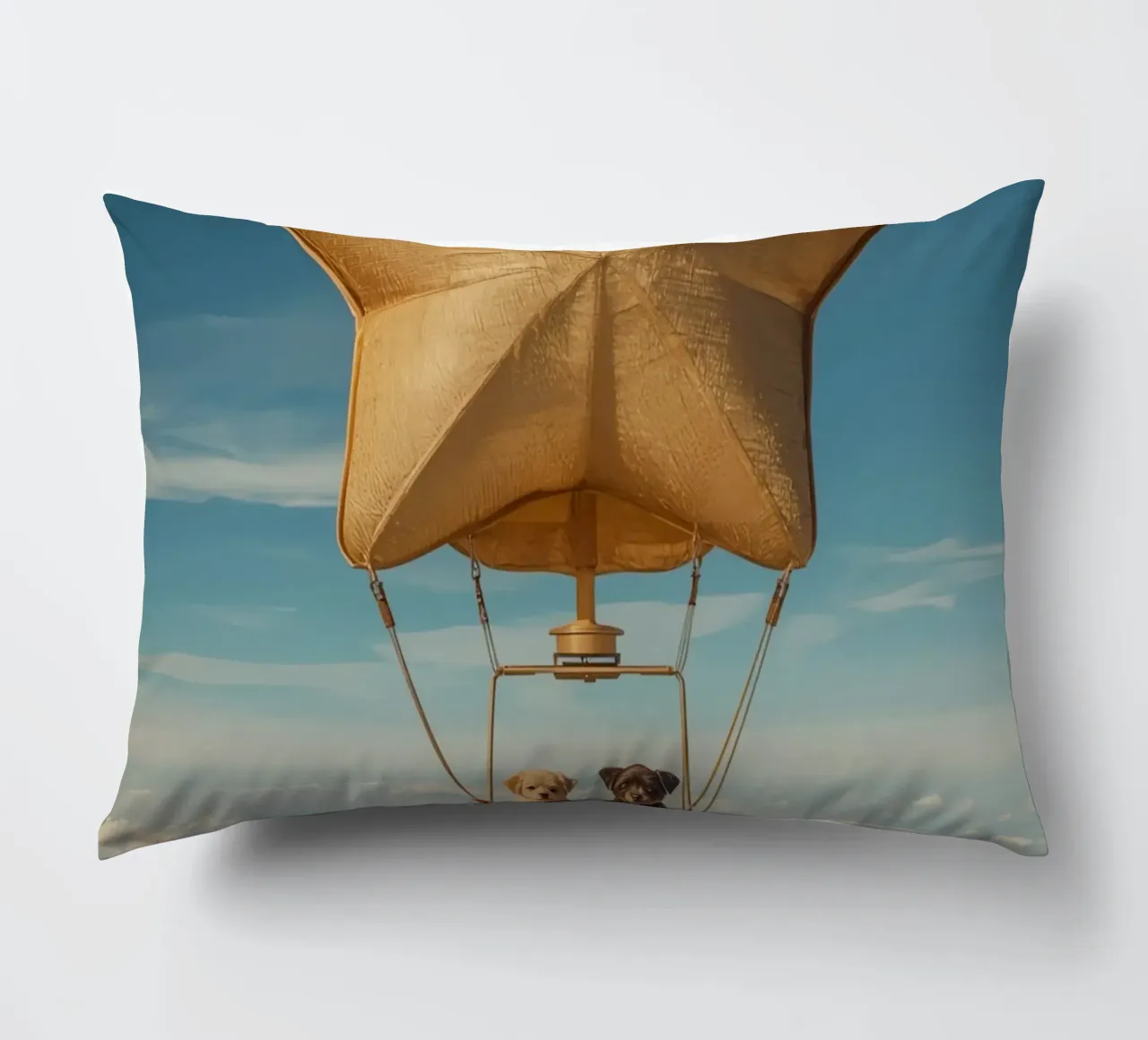 Due cuccioli in un cesto di palloncini a forma di stella cuscino da DesignDoodle