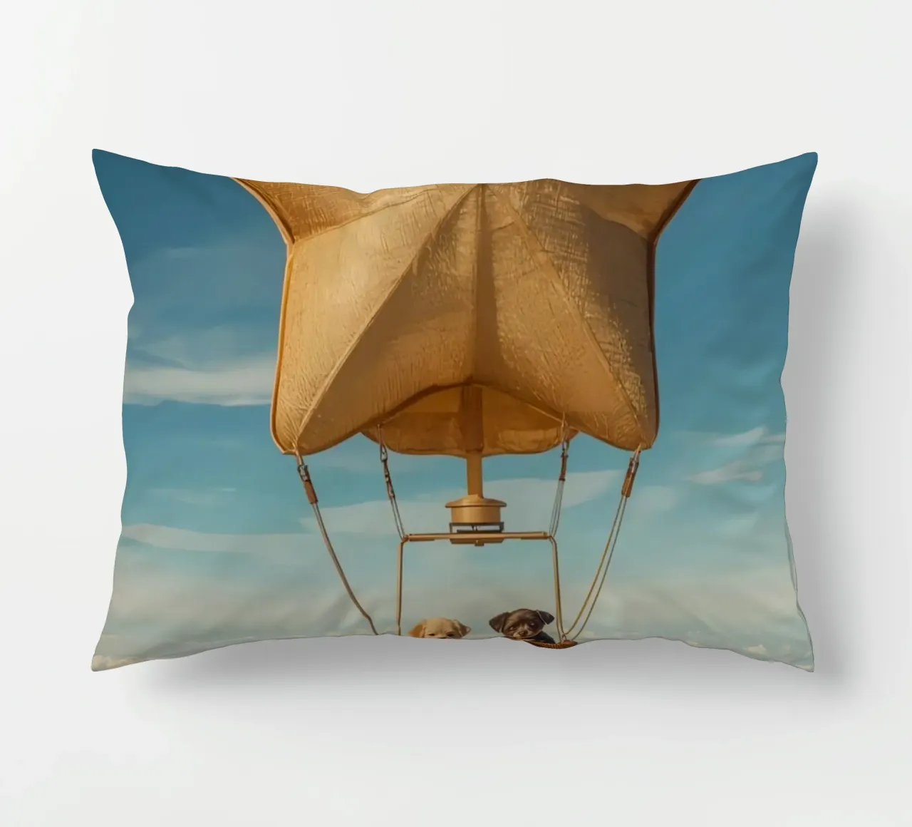 Due cuccioli in un cesto di palloncini a forma di stella cuscino da DesignDoodle