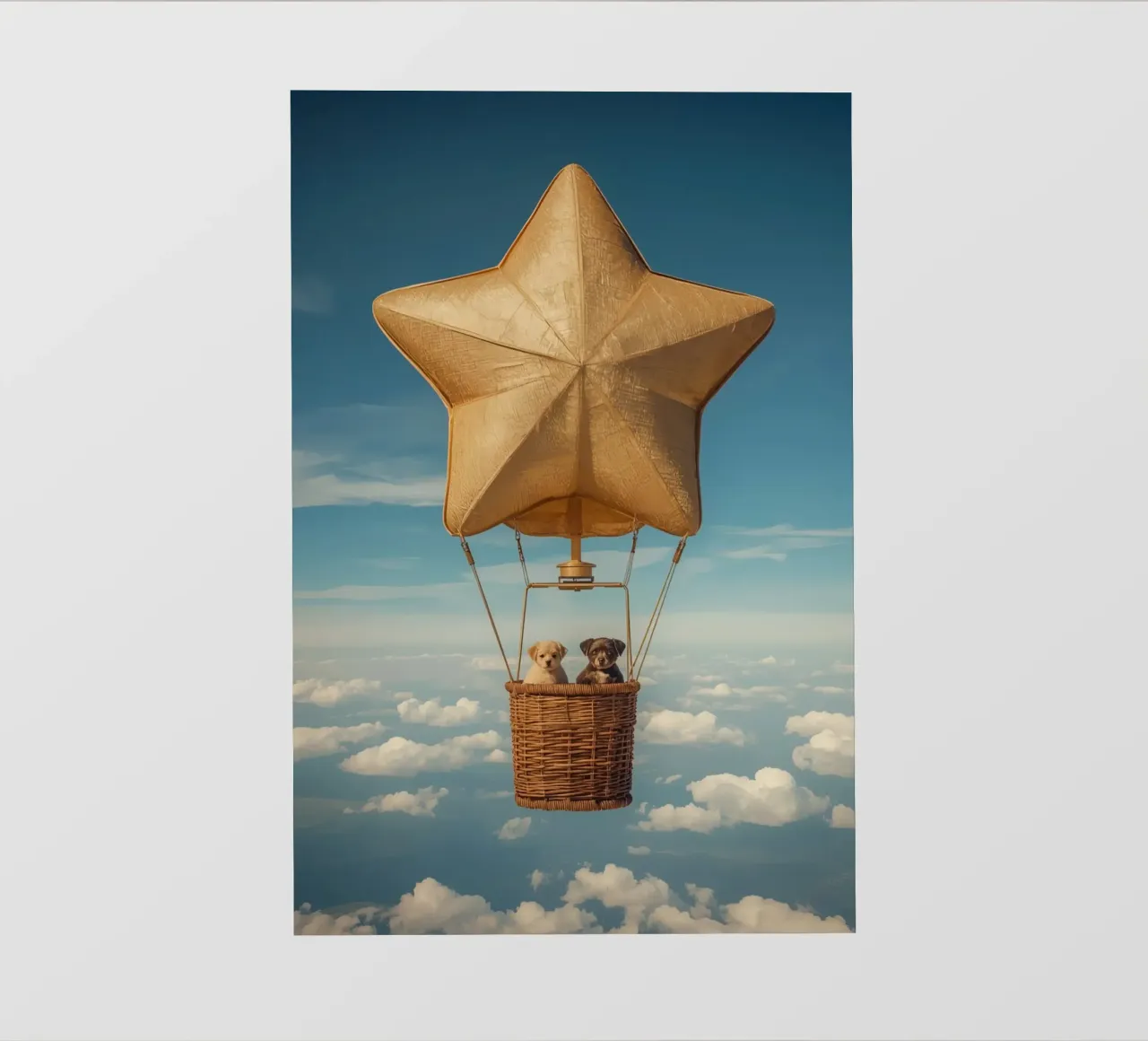 Due cuccioli in un cesto di palloncini a forma di stella pellicola backlit da DesignDoodle