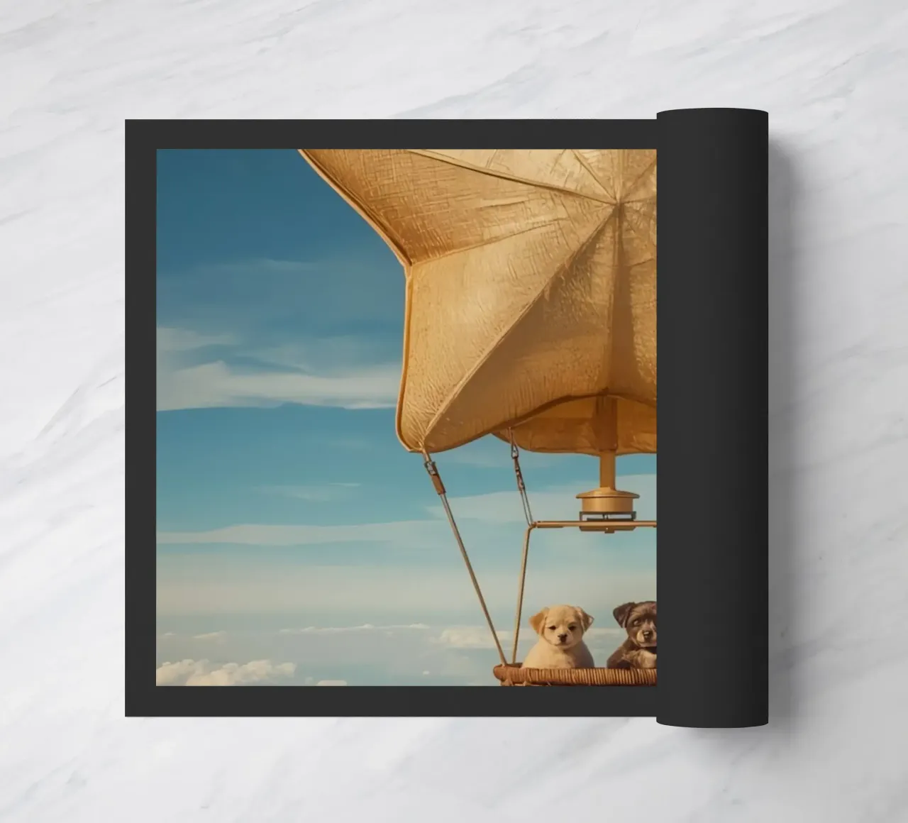 Due cuccioli in un cesto di palloncini a forma di stella zerbino da DesignDoodle
