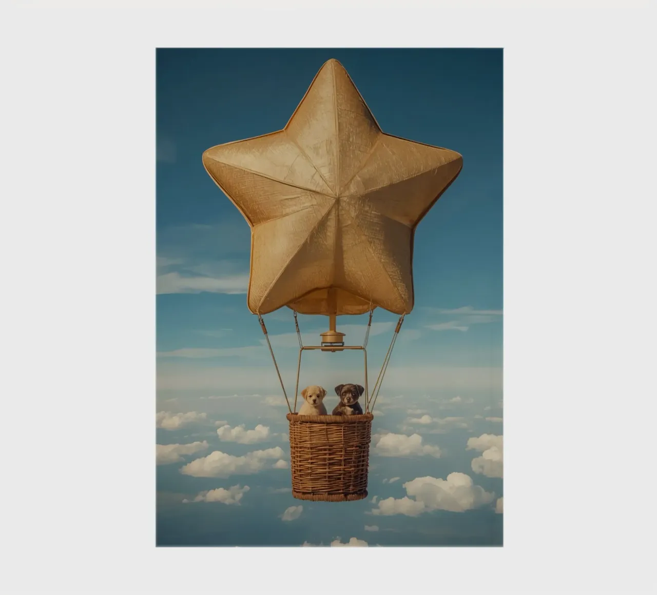 Panier à ballons avec deux chiots dans une étoile carnet de notes de DesignDoodle