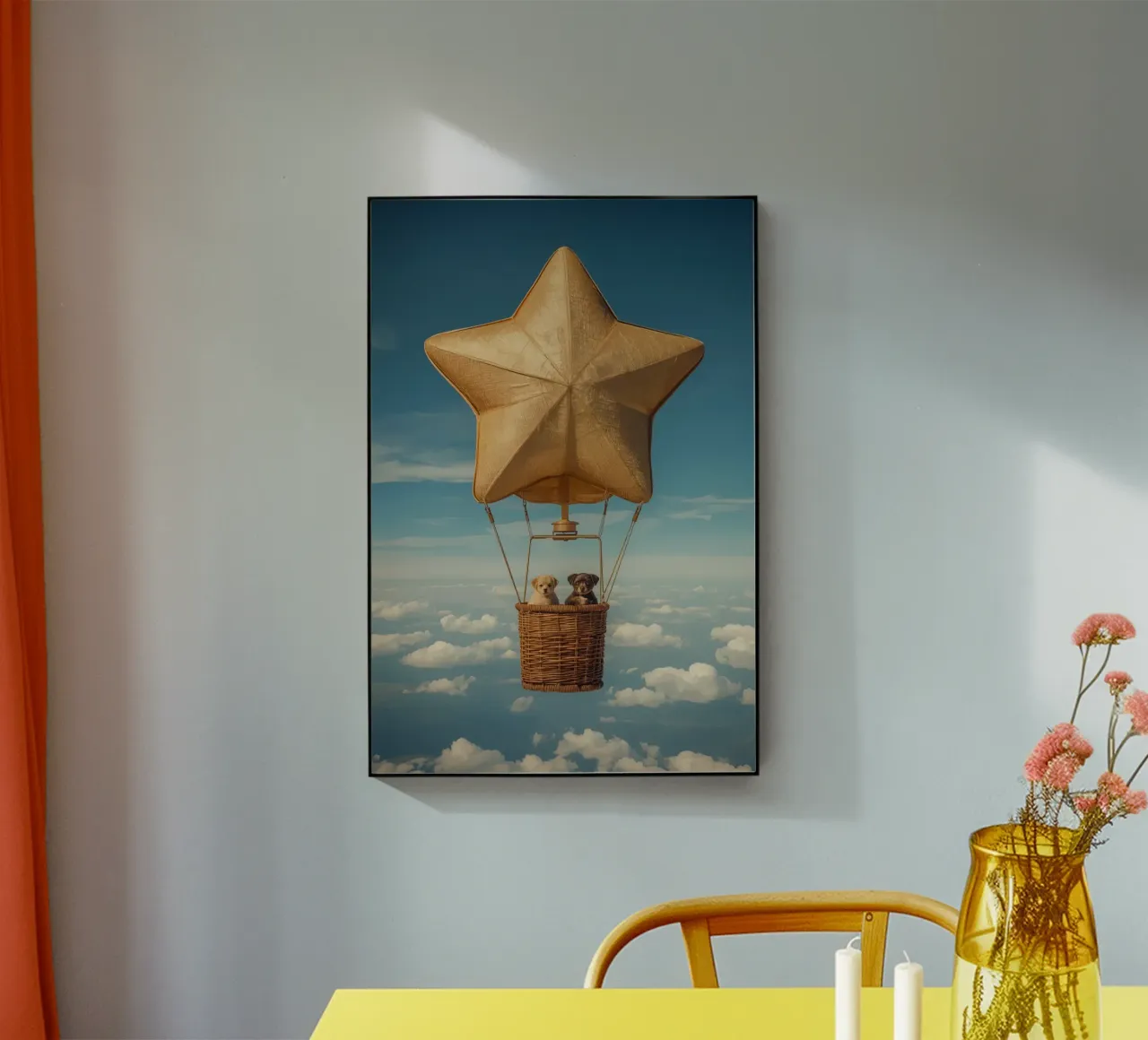 Due cuccioli in un cesto di palloncini a forma di stella plexiglass da DesignDoodle