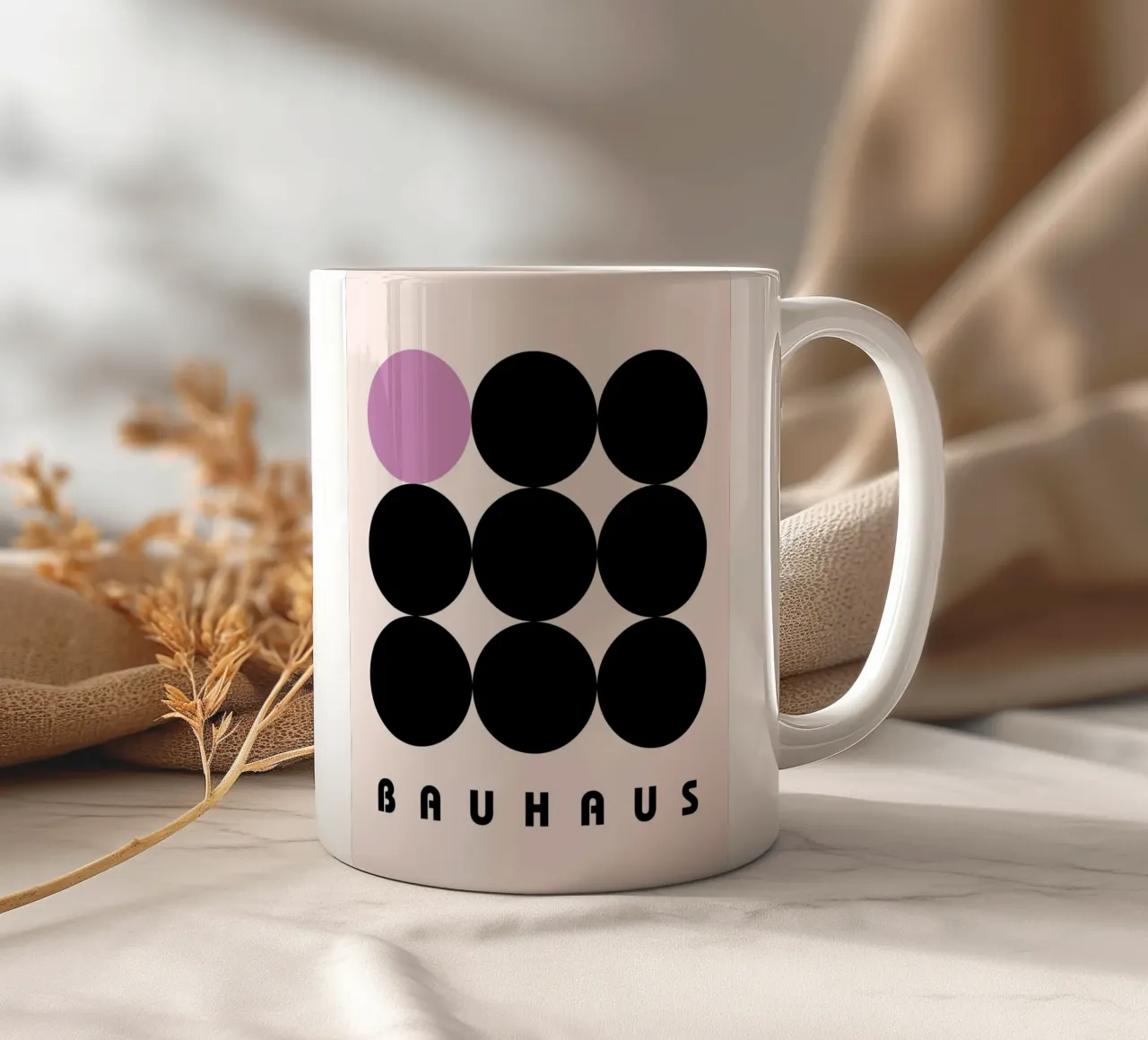 Bauhaus Cirkels Minimal Print keramische mok van Cozy Vibes