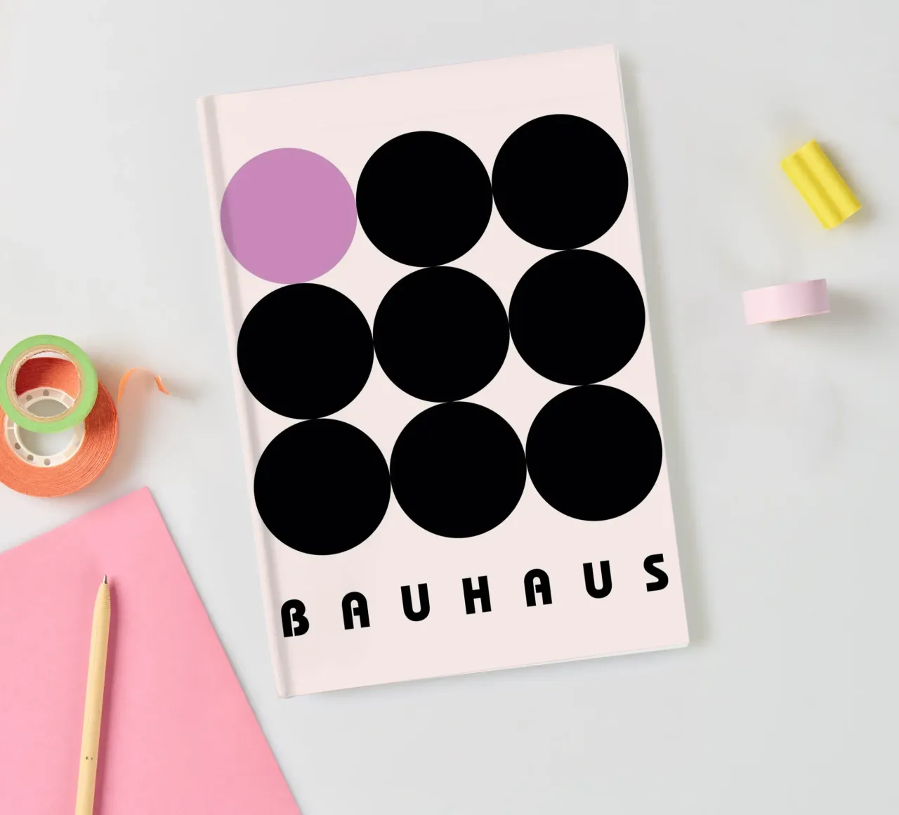 Bauhaus Circles Minimal Print notebook by Cozy Vibes