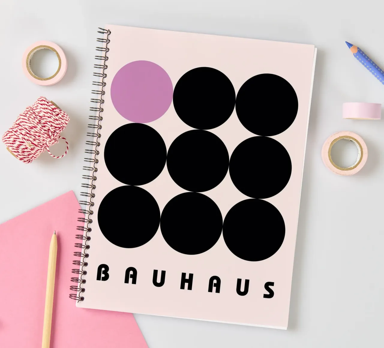Bauhaus Circles Minimal Print spiral notebook by Cozy Vibes