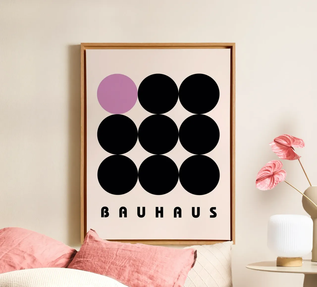Bauhaus Cirkels Minimal Print canvas van Cozy Vibes