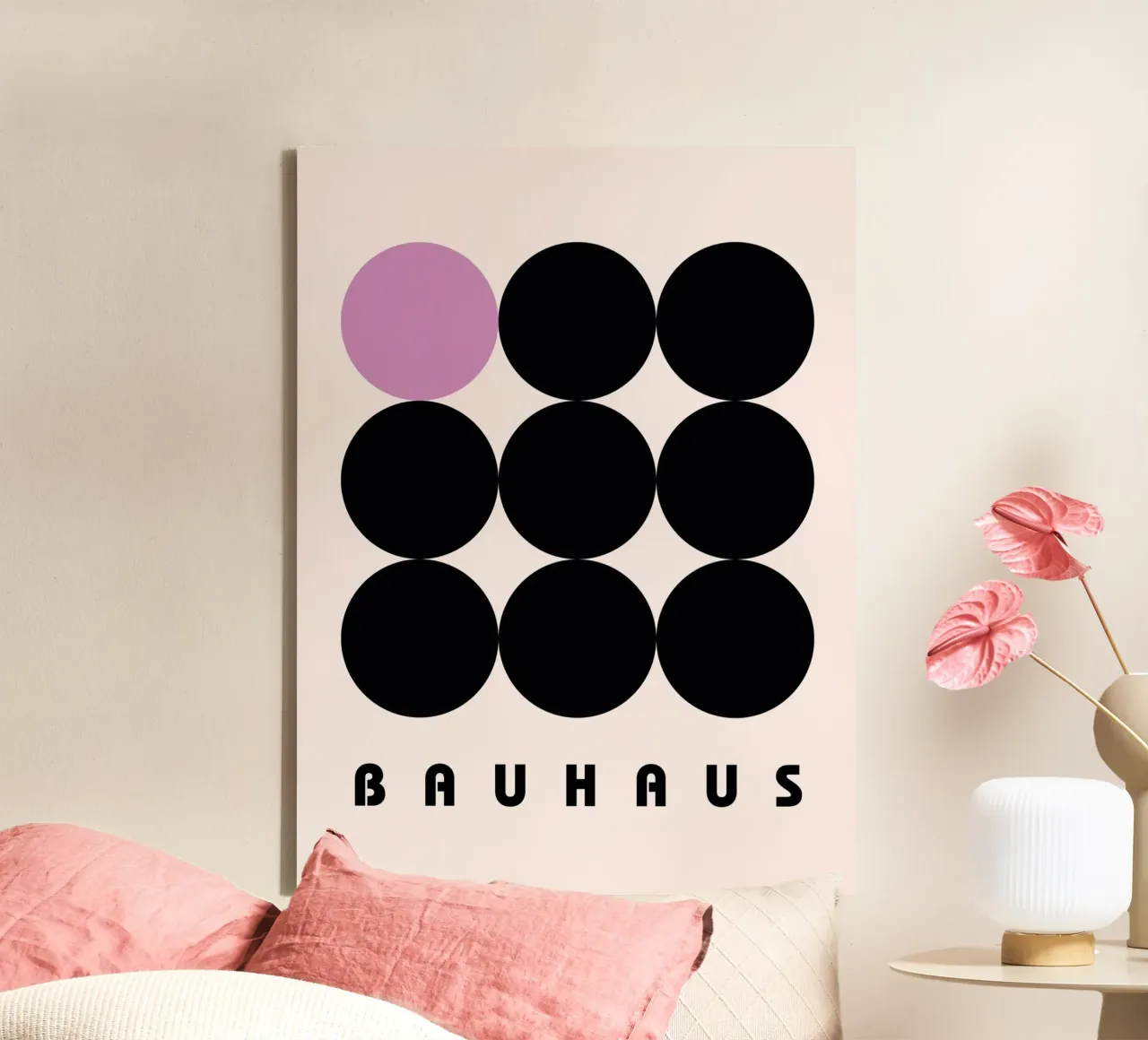 Bauhaus Cirkels Minimal Print canvas van Cozy Vibes