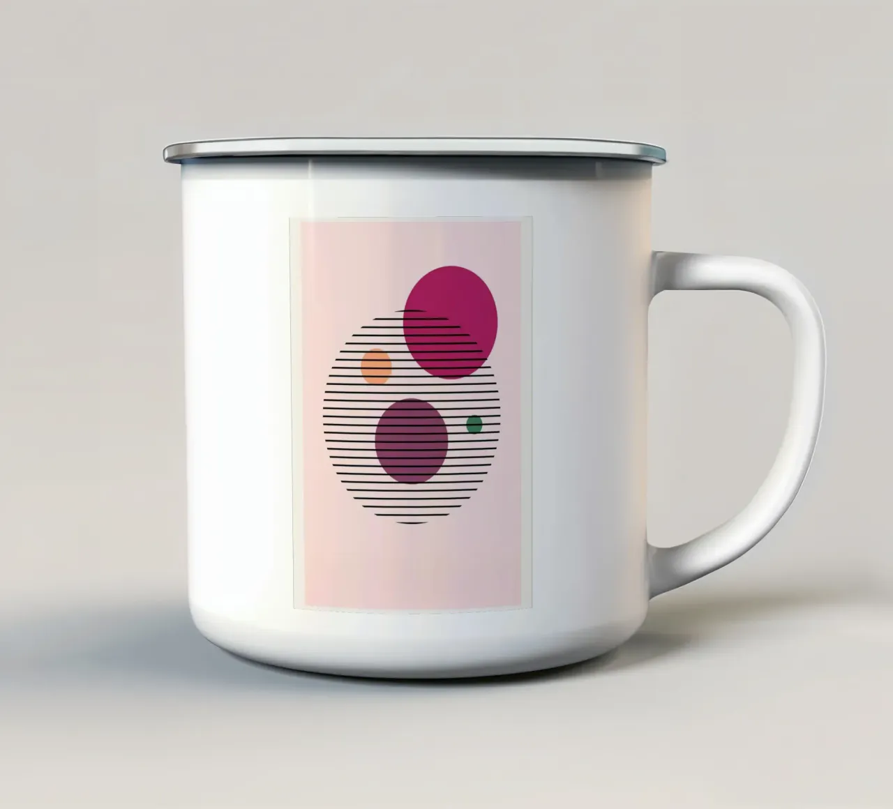 Bauhaus abstracte cirkel print emaille mok van Cozy Vibes