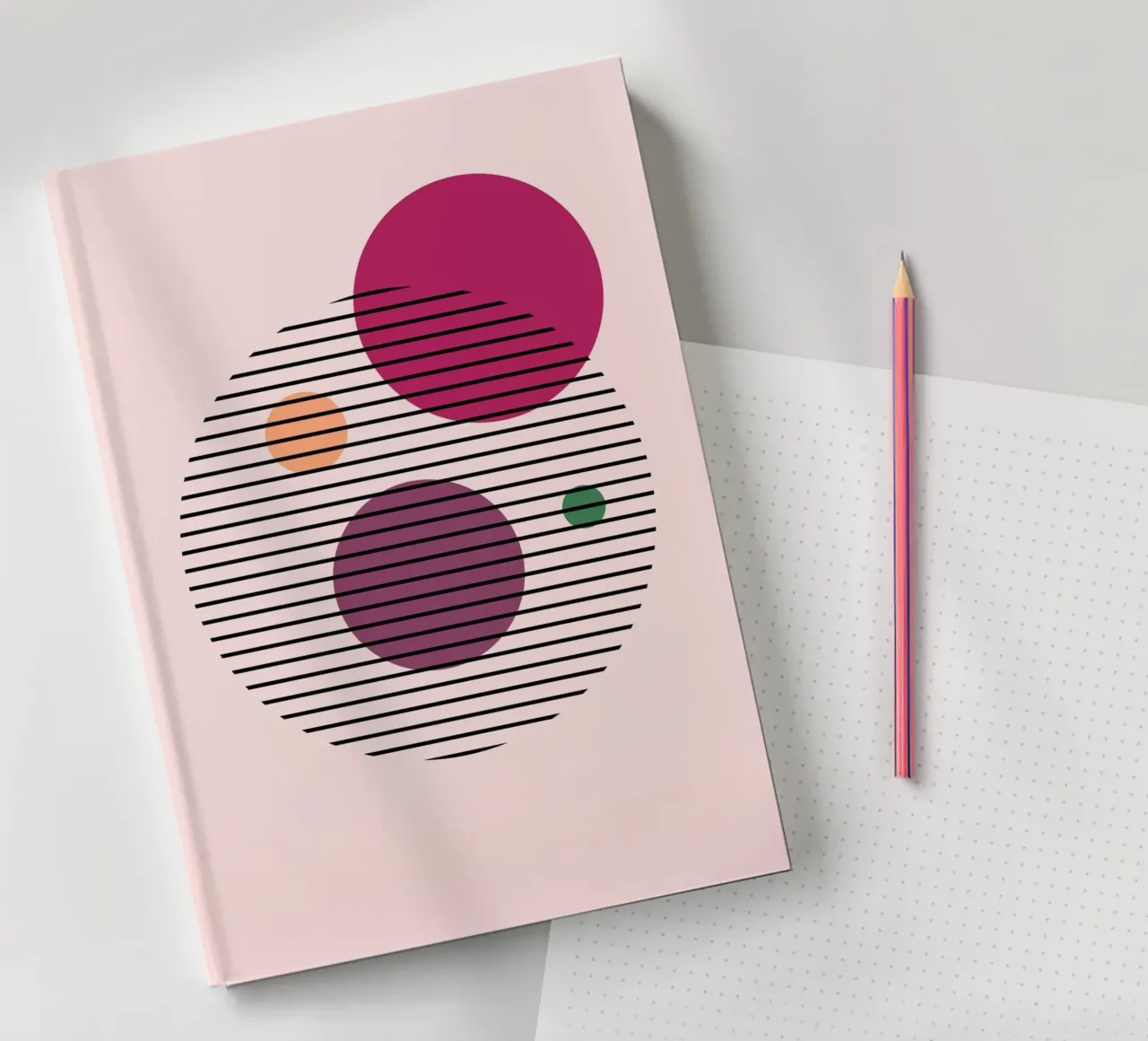 Bauhaus Abstract Circle Print notebook by Cozy Vibes