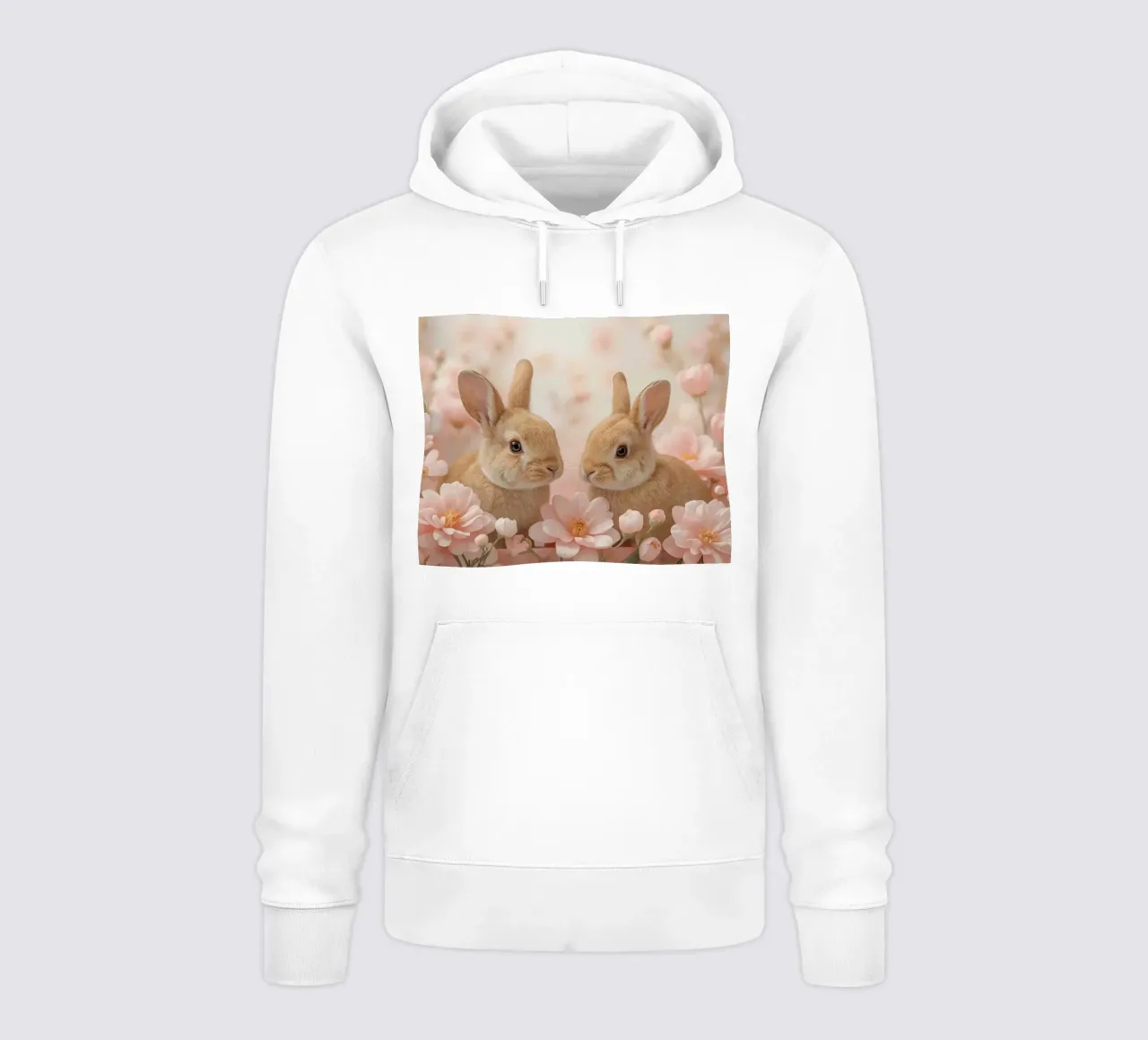 Carino Due conigli in fiori rosa felpa con cappuccio da DesignDoodle