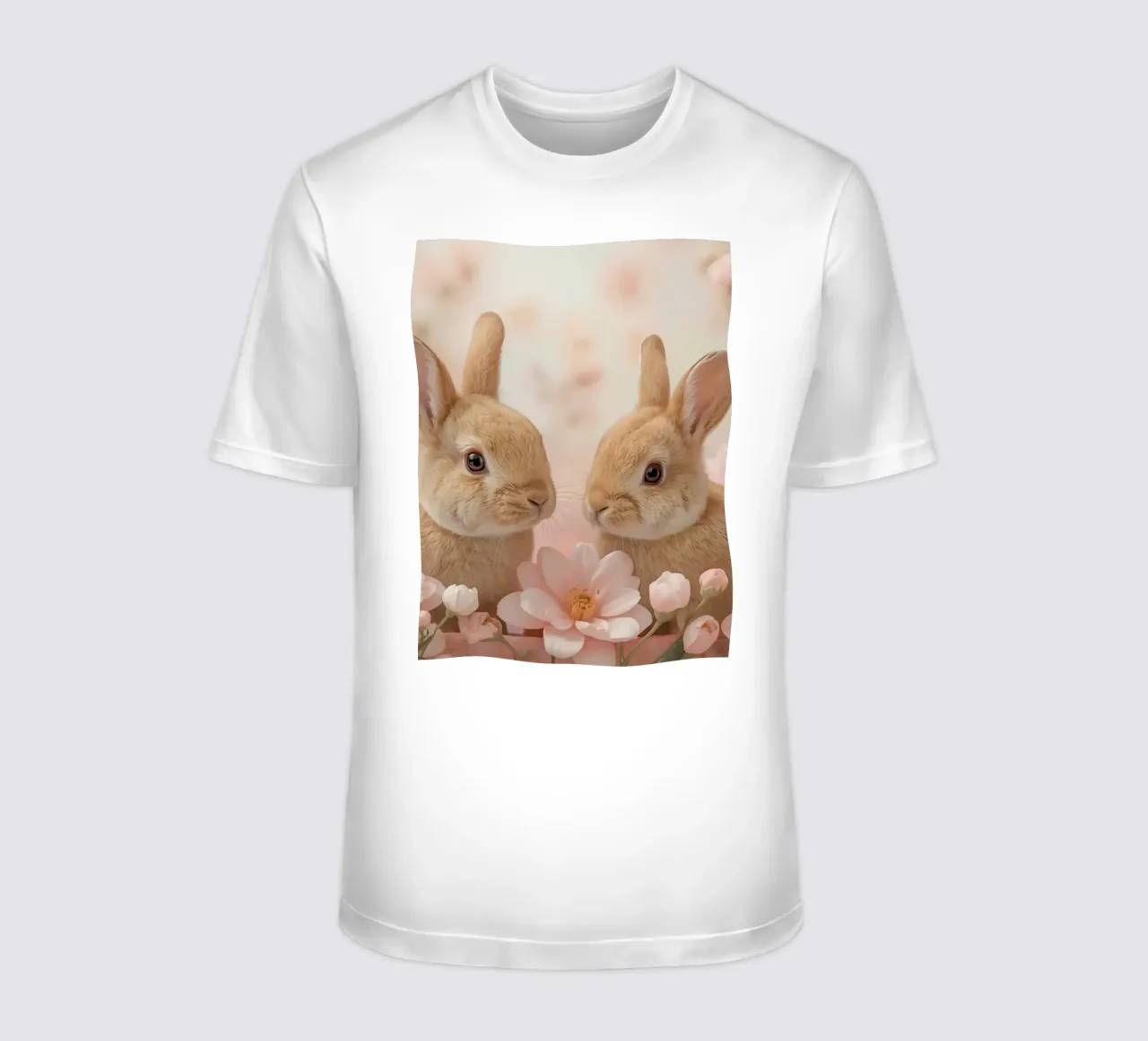Carino Due conigli in fiori rosa t-shirt da DesignDoodle