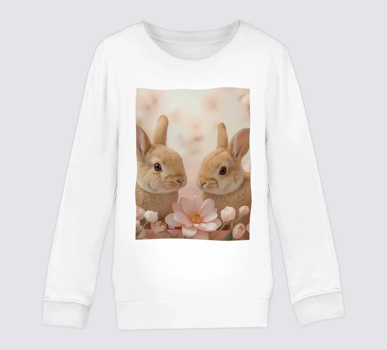 Lindo Dos conejos en flores de color rosa sudadera para niño de DesignDoodle