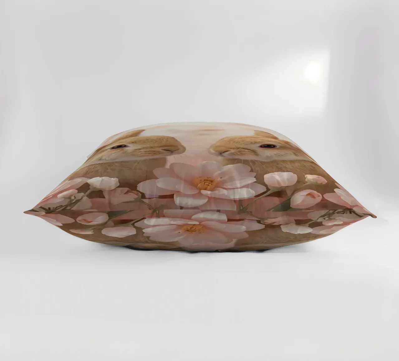 Carino Due conigli in fiori rosa cuscino da DesignDoodle