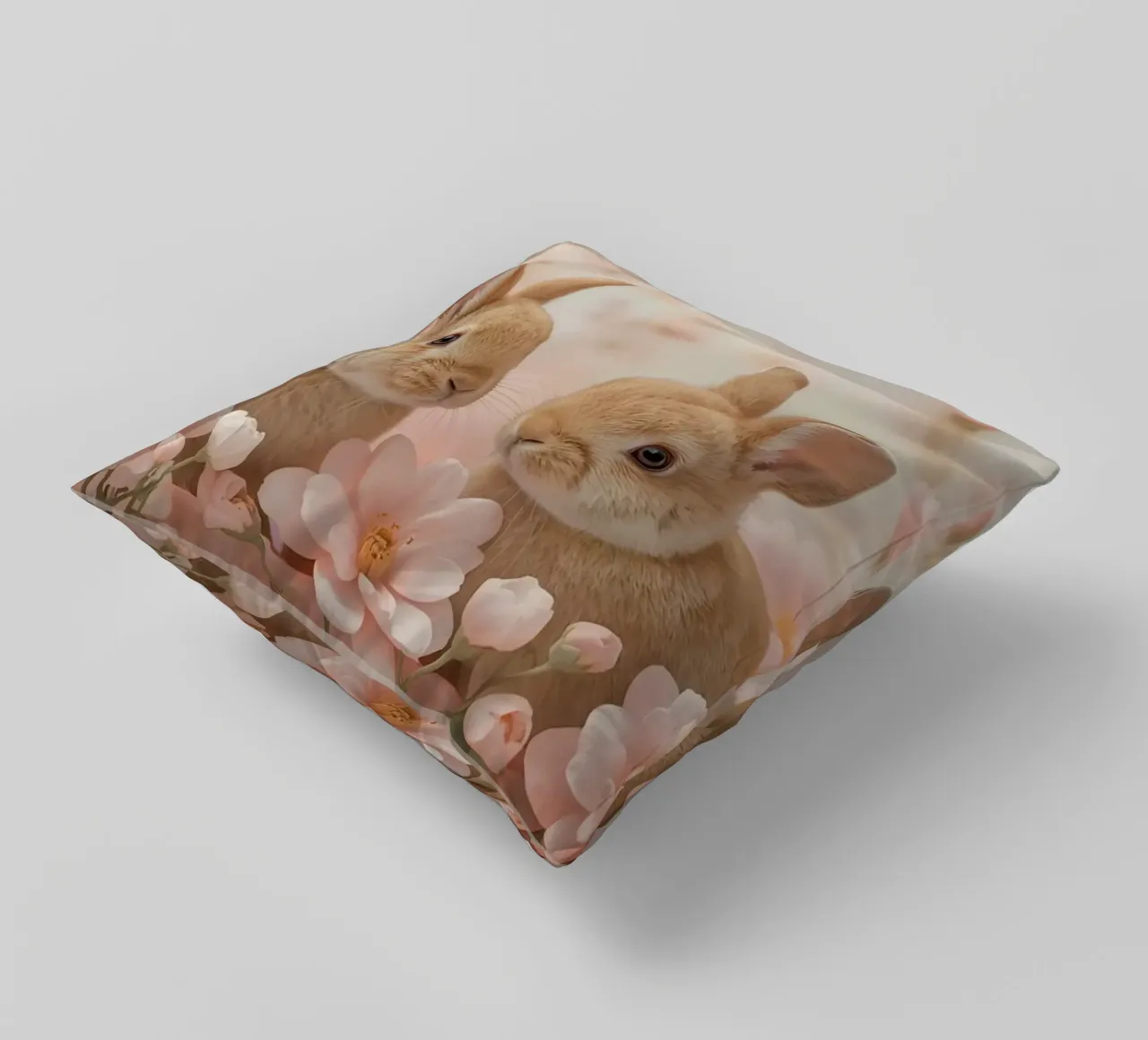 Carino Due conigli in fiori rosa cuscino da DesignDoodle