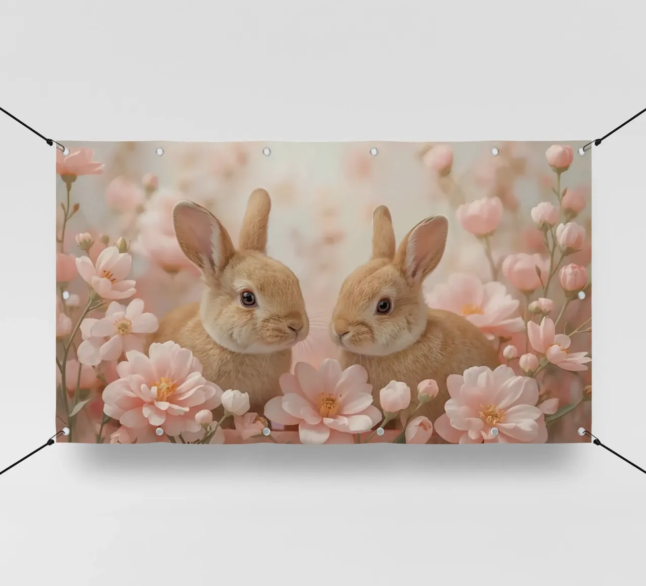Carino Due conigli in fiori rosa telo in pvc da DesignDoodle
