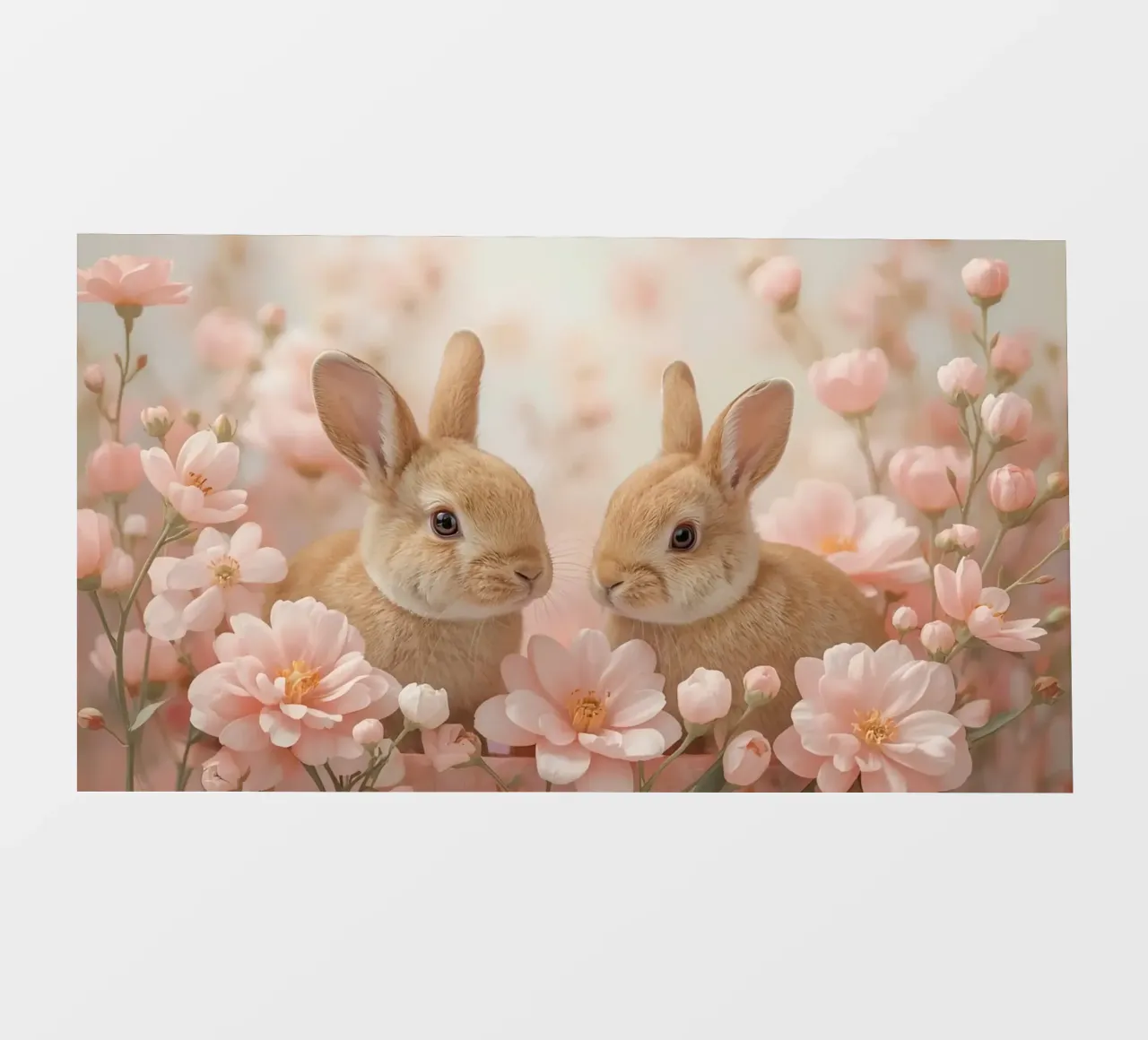 Carino Due conigli in fiori rosa telo in pvc da DesignDoodle