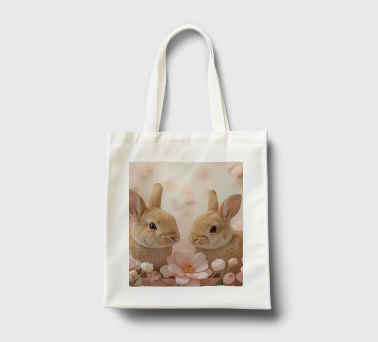 Carino Due conigli in fiori rosa borsa in juta da DesignDoodle