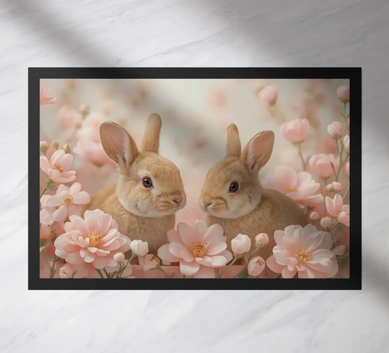 Carino Due conigli in fiori rosa zerbino da DesignDoodle