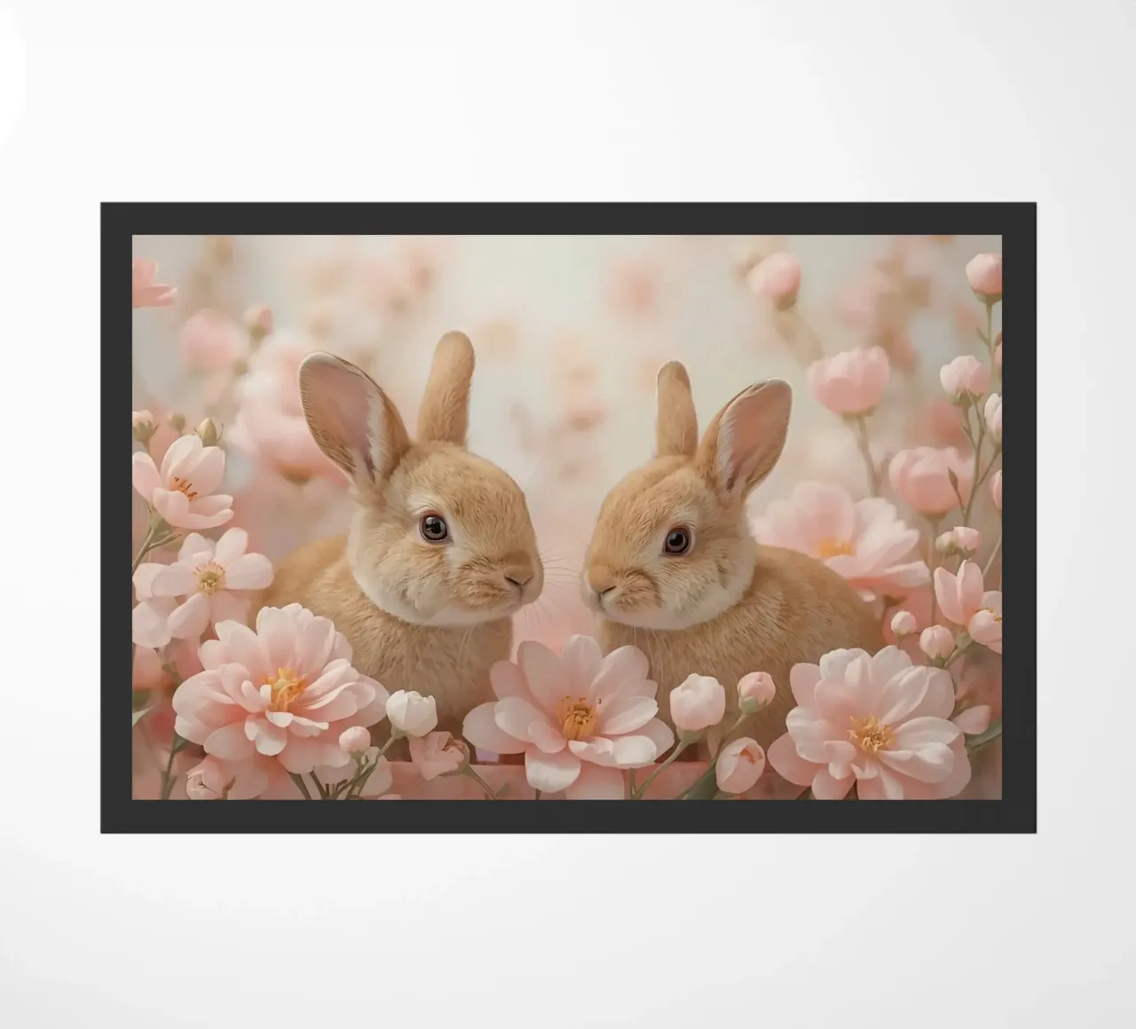 Carino Due conigli in fiori rosa zerbino da DesignDoodle