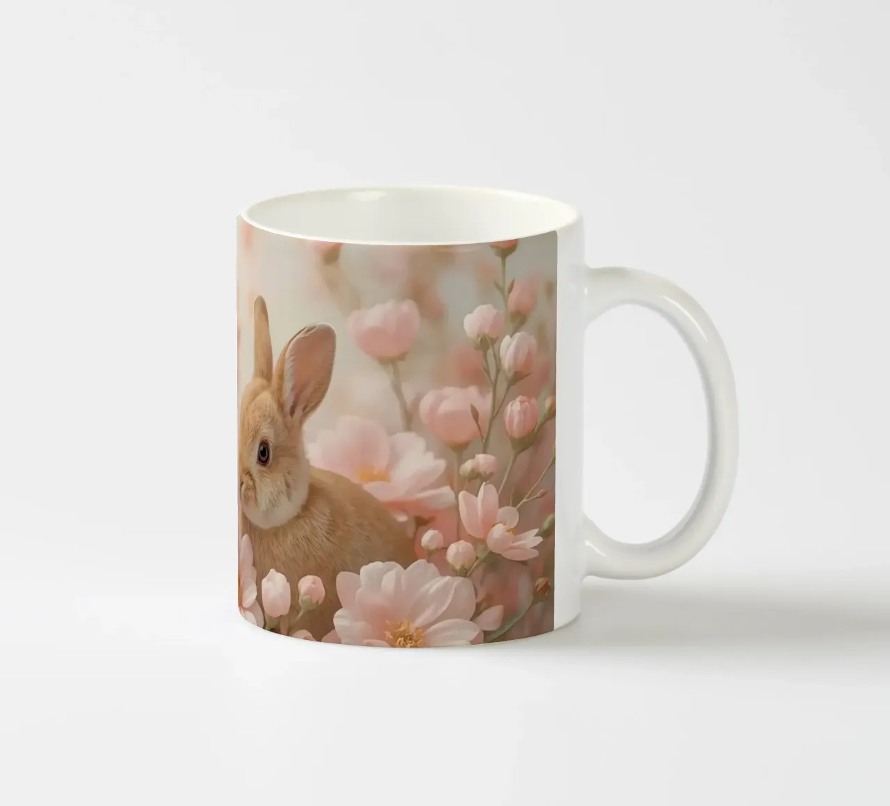 Carino Due conigli in fiori rosa tazza in ceramica da DesignDoodle