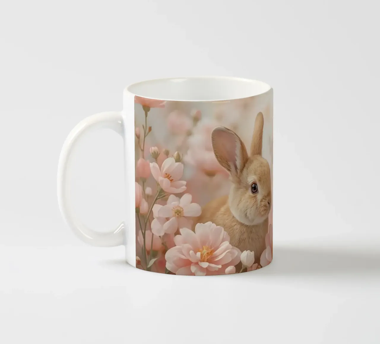 Carino Due conigli in fiori rosa tazza in ceramica da DesignDoodle