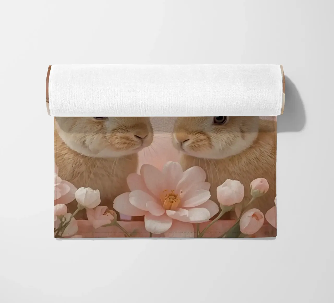 Carino Due conigli in fiori rosa telo mare da DesignDoodle