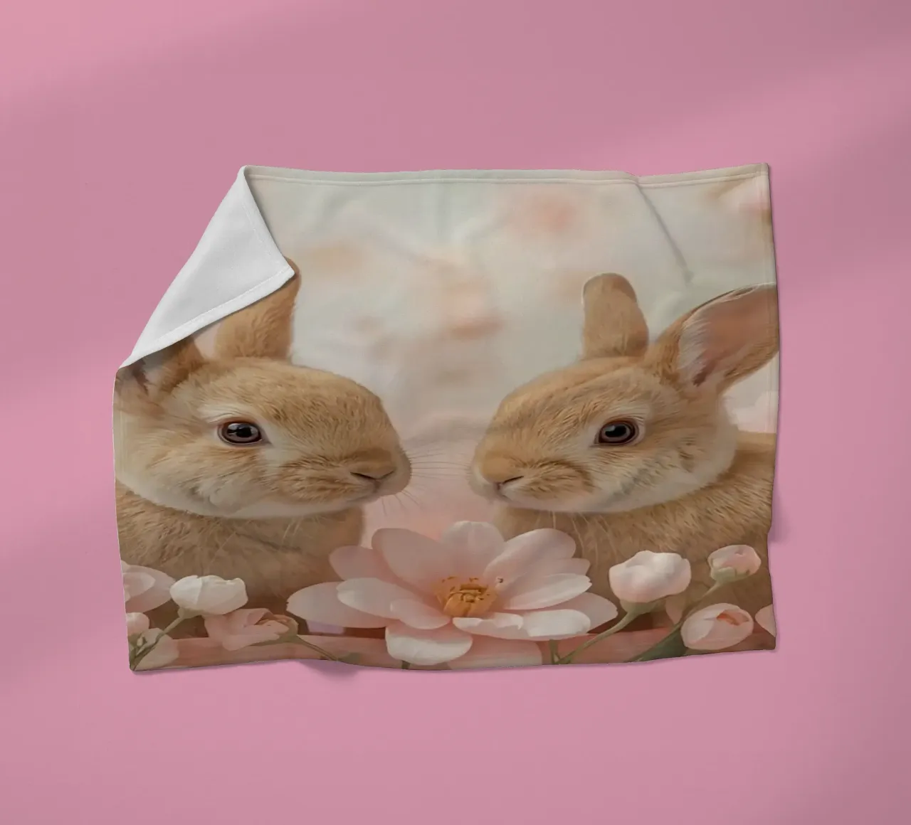 Carino Due conigli in fiori rosa coperta in pile da DesignDoodle