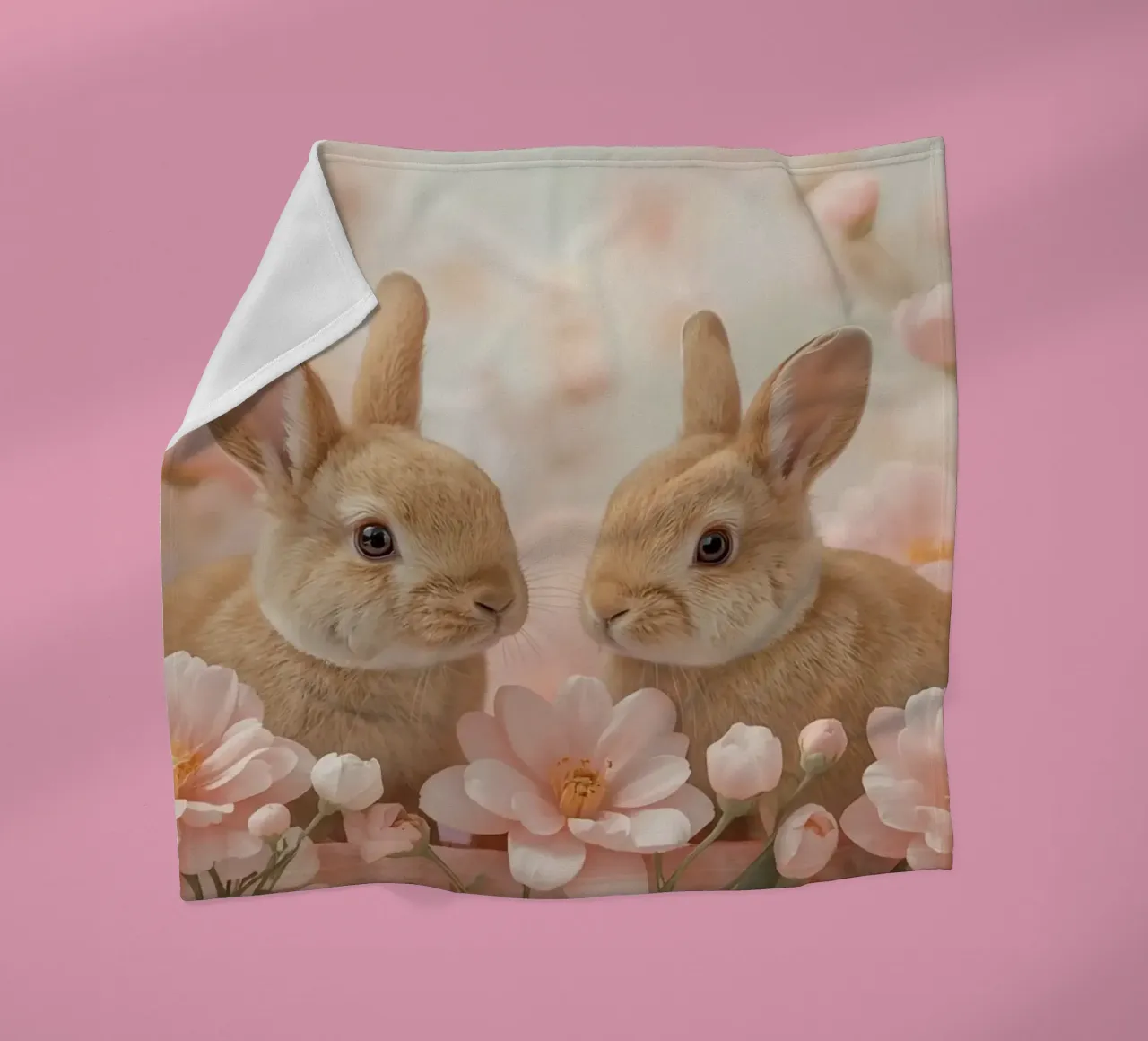 Carino Due conigli in fiori rosa coperta in pile da DesignDoodle