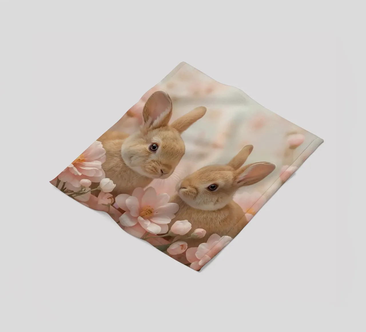 Carino Due conigli in fiori rosa coperta in pile da DesignDoodle