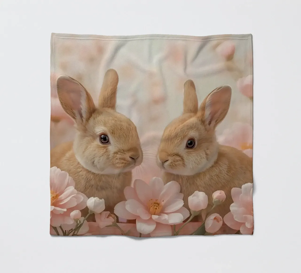 Carino Due conigli in fiori rosa coperta in pile da DesignDoodle