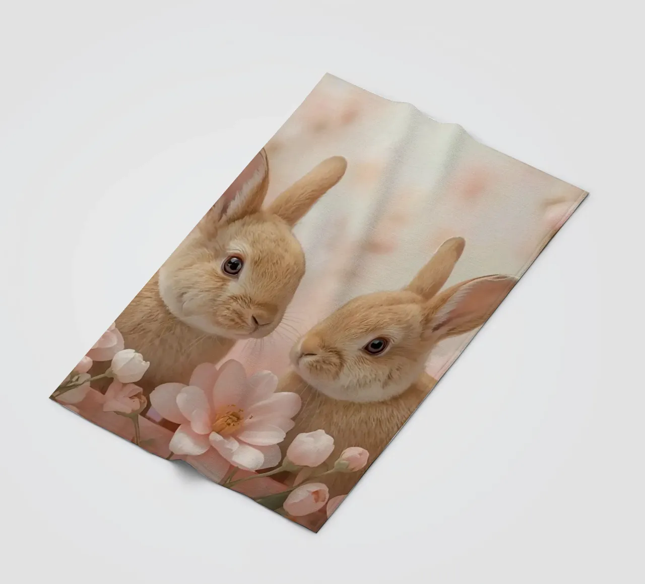 Carino Due conigli in fiori rosa coperta in pile da DesignDoodle