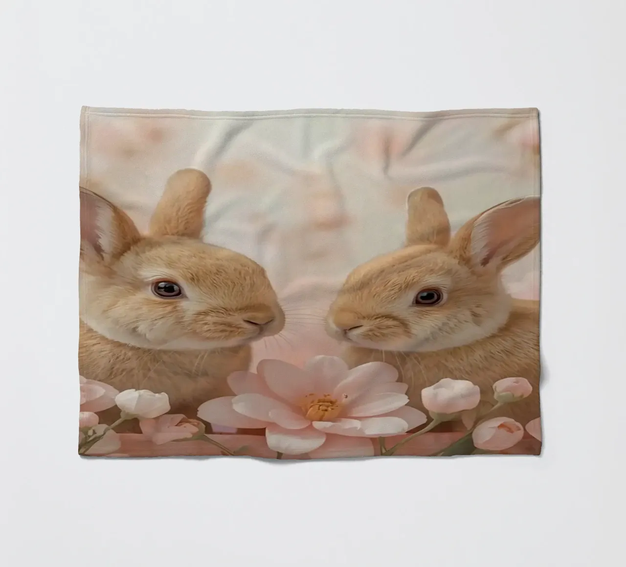 Carino Due conigli in fiori rosa coperta in pile da DesignDoodle