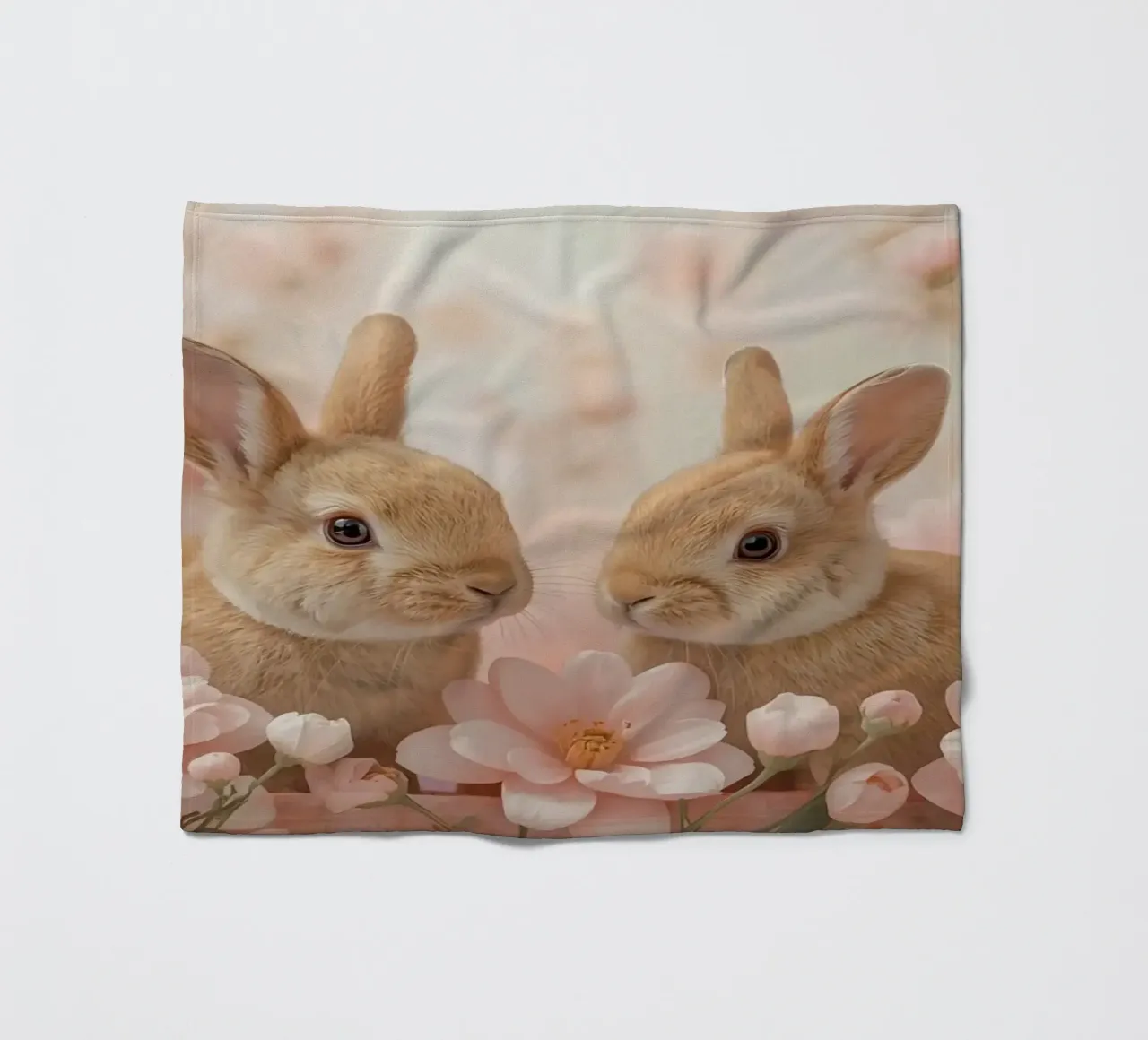Carino Due conigli in fiori rosa coperta in pile da DesignDoodle