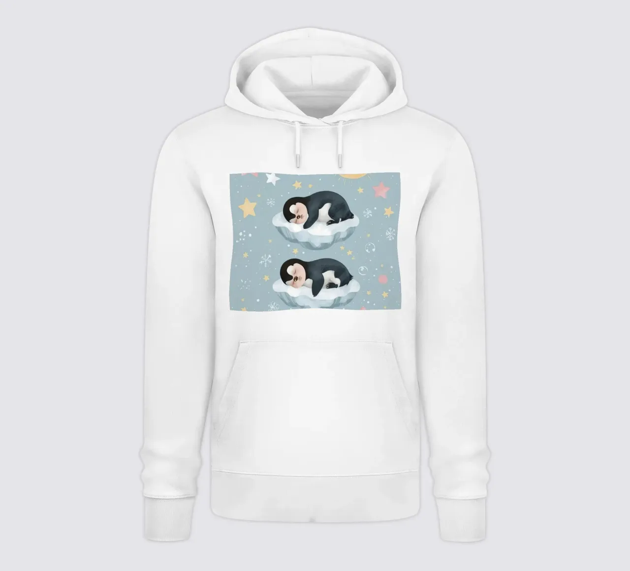 Due simpatici pinguini addormentati con elementi celestiali felpa con cappuccio da DesignDoodle