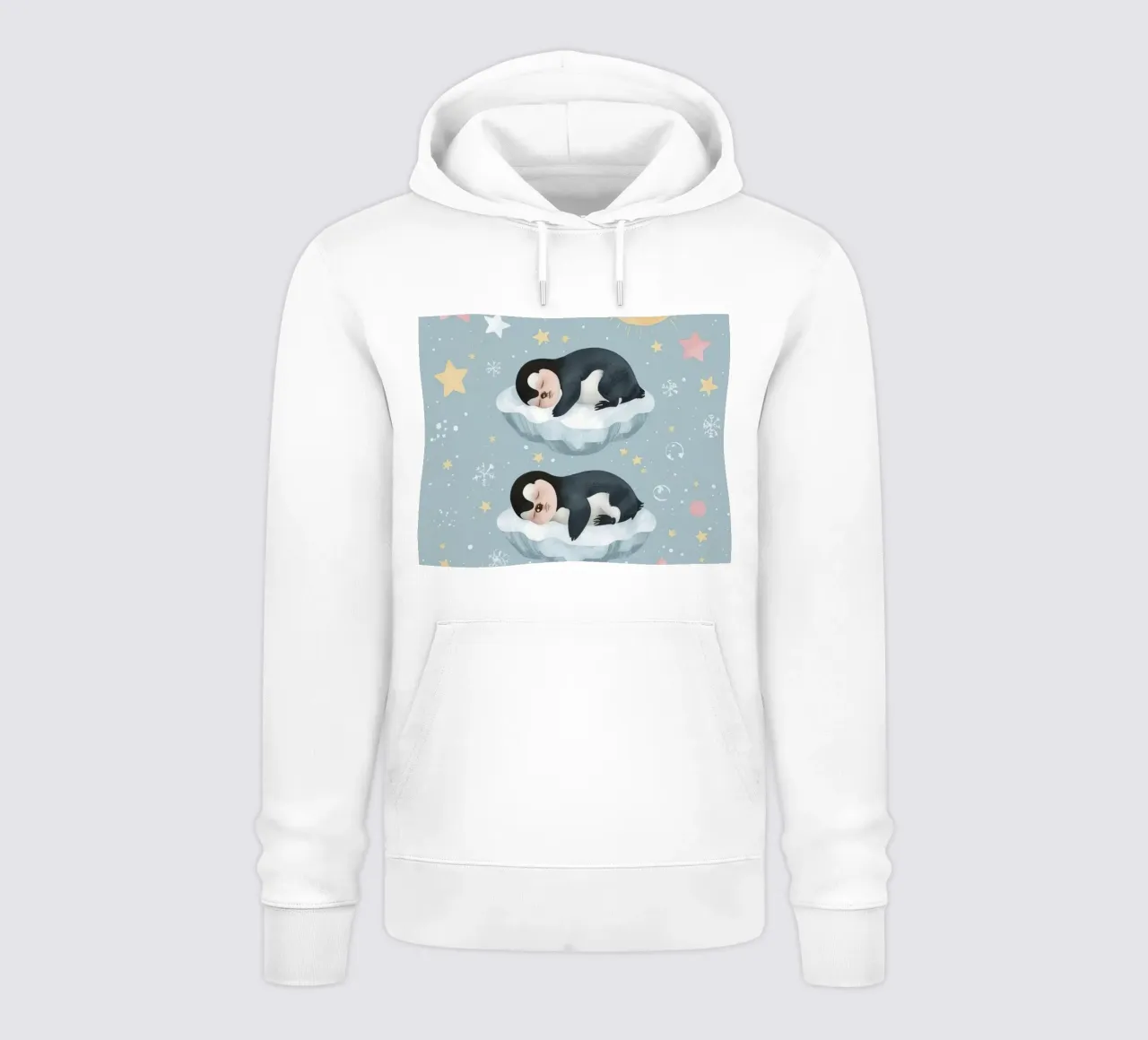 Due simpatici pinguini addormentati con elementi celestiali felpa con cappuccio da DesignDoodle