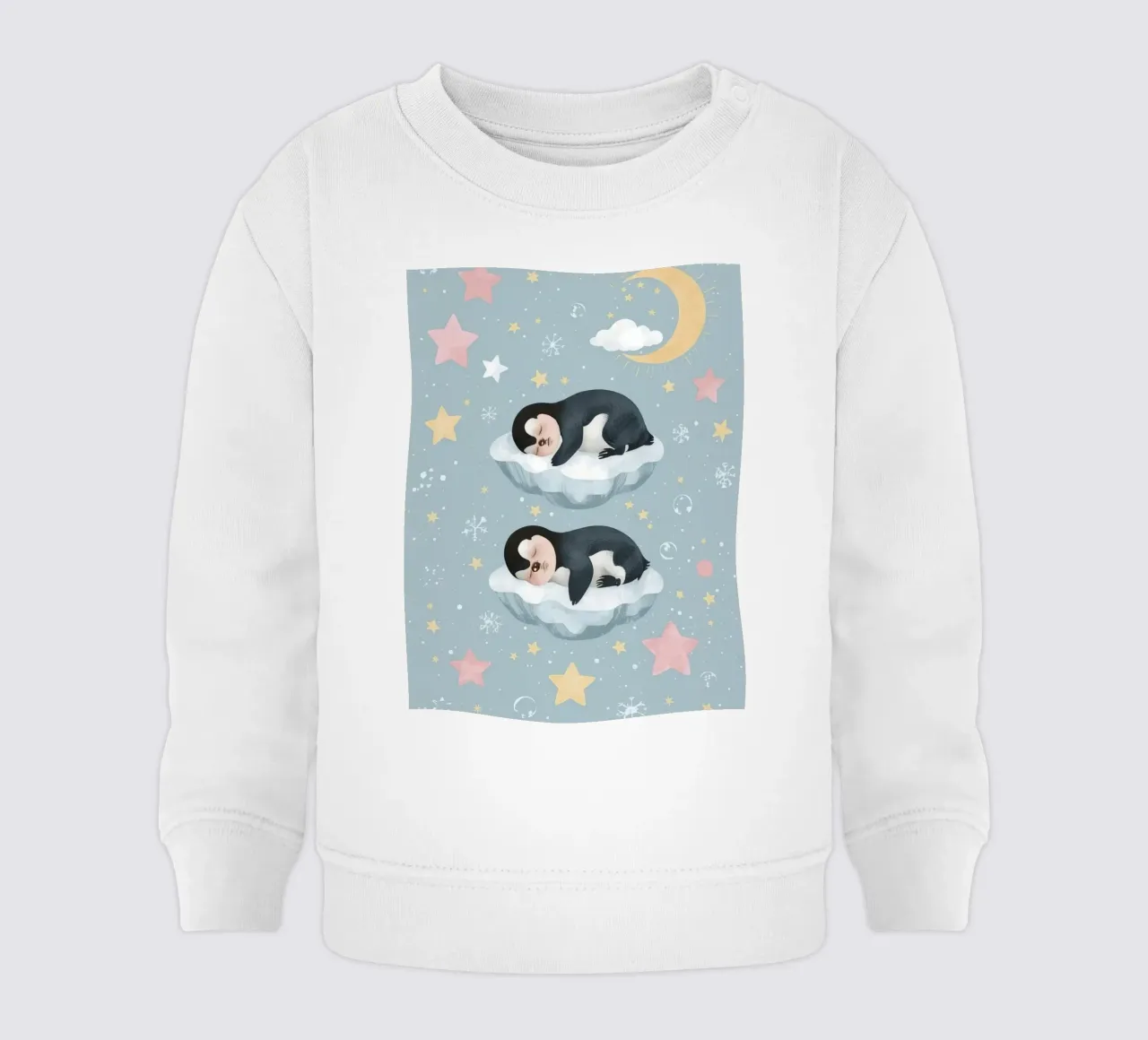 Deux mignons pingouins endormis avec des éléments célestes sweat pour bébé de DesignDoodle