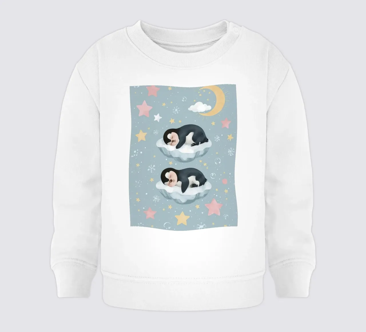 Dos simpáticos pingüinos dormidos con elementos celestes sudadera de bebé de DesignDoodle