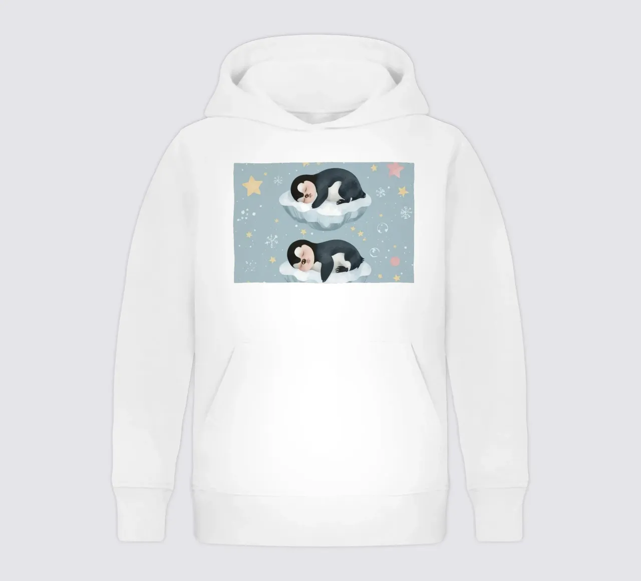 Due simpatici pinguini addormentati con elementi celestiali felpa bambino con cappuccio da DesignDoodle