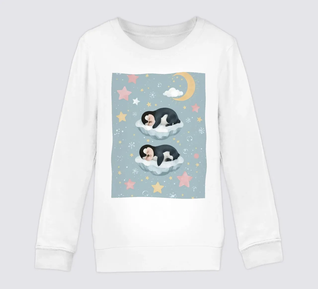 Due simpatici pinguini addormentati con elementi celestiali felpa bambino da DesignDoodle