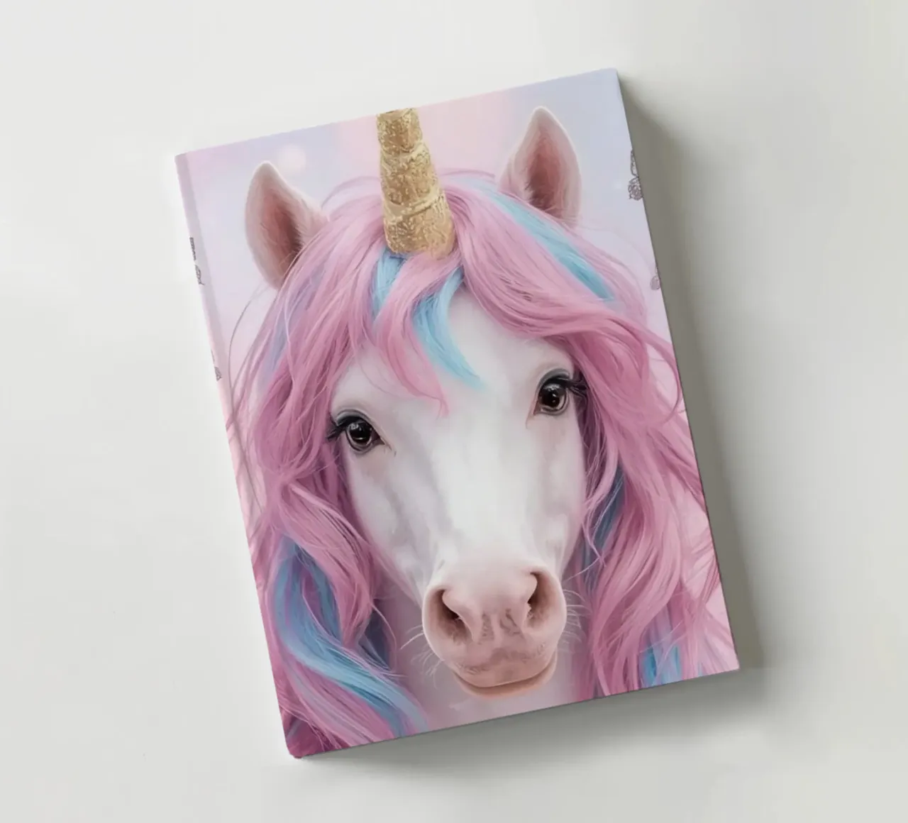 Cute Unicorn with Butterflies Pink background notebook by DesignDoodle