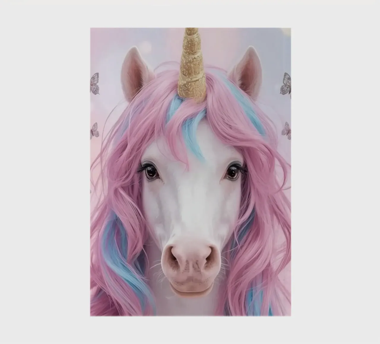 Cute Unicorn with Butterflies Pink background notebook by DesignDoodle