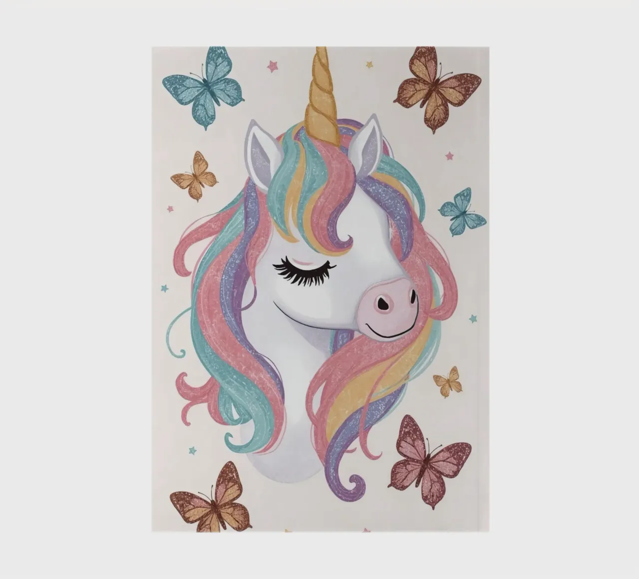 Unicorn with Rainbow Mane and Butterflies notebook by DesignDoodle