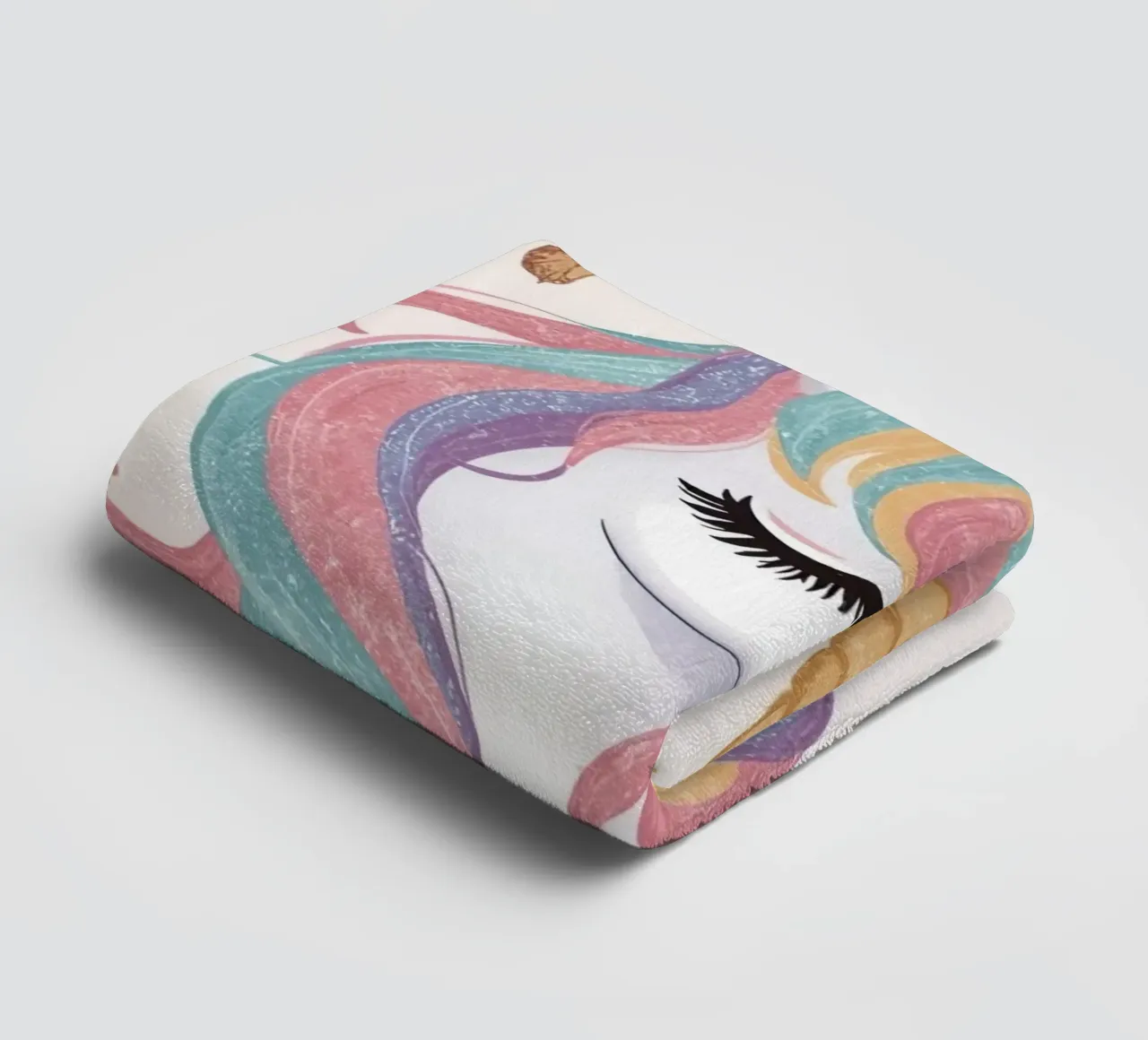 Unicorn with Rainbow Mane and Butterflies towel by DesignDoodle