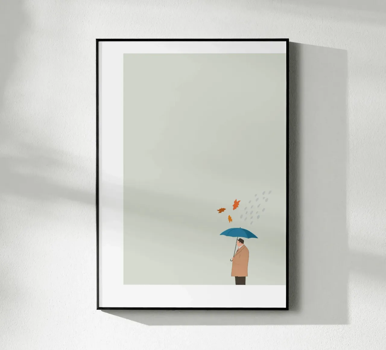 Man in the Rain Herbst Poster Illustration Herbst Regen plexiglass da LIMITED EDITION LETTERS